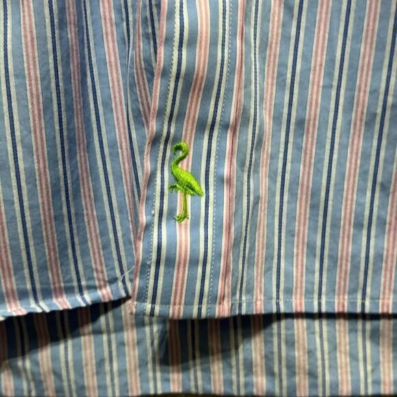 Tailorbyrd‎ Shirt Men's Large Blue Pink Striped Button Down Long Sleeve Cotton - Picture 4 of 13